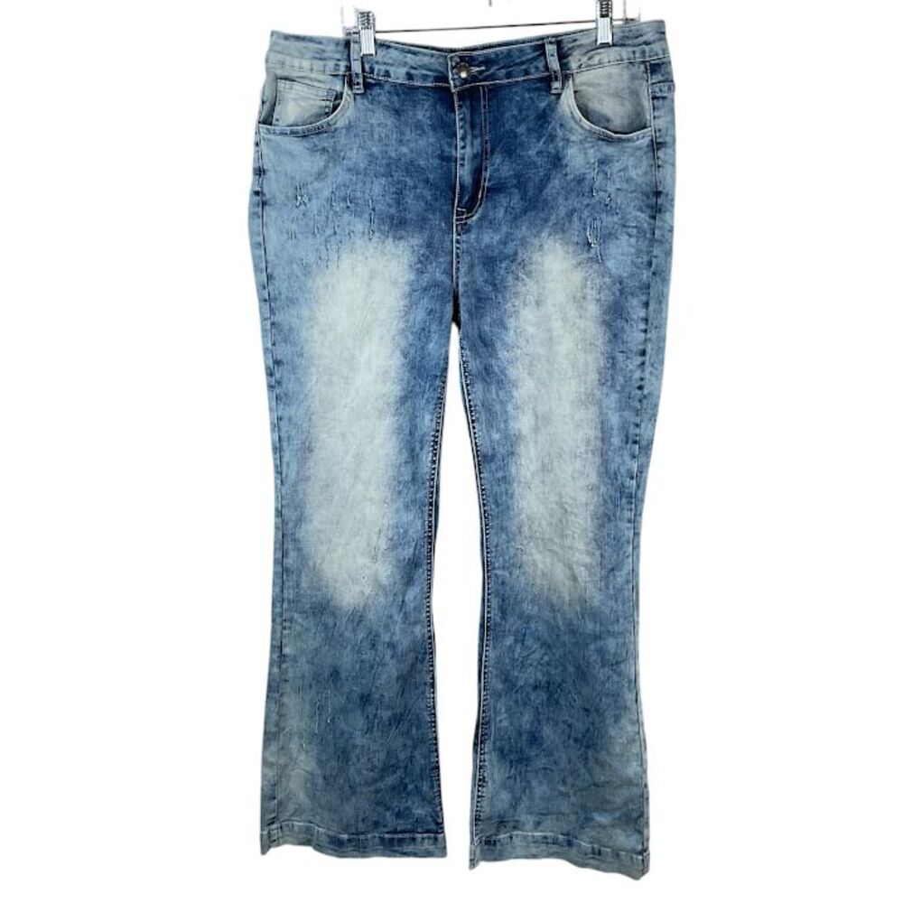 Crazy Train Jeans 39X31 Womens Blue Acid Wash Strech Denim Western Cowgirl Flare